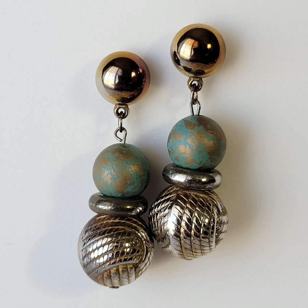 Vintage Mixed Bead Drop Earrings Post